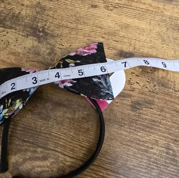 New Justice Floral Black Headband with Bow - Picture 5 of 7